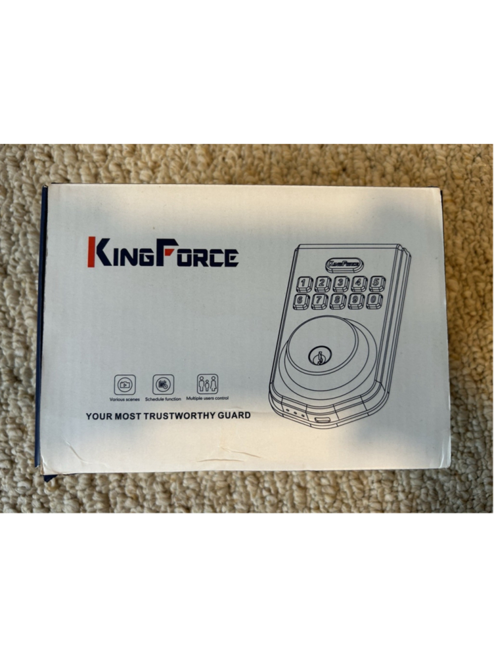 King Force Intelligent Door Lock Model D1F Brushed Nickle Key or Touchpad